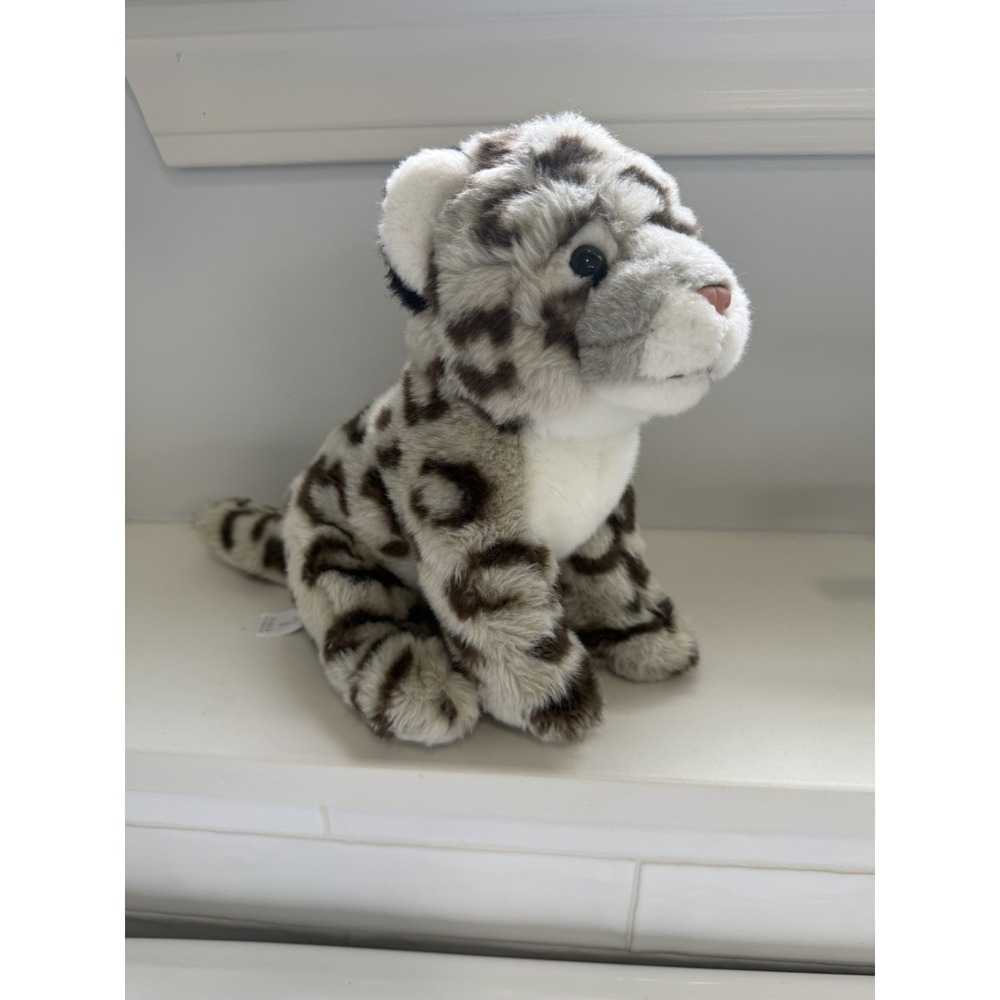 FAO Schwarz Snow Leopard Plush Stuffed Animal Gray Spotted Cute Wild Cat Toy